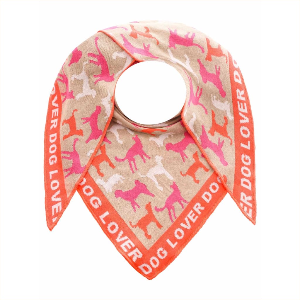 Dreieckstuch Zwillingsherz ’Doglover’ orange - Dreieckstuch