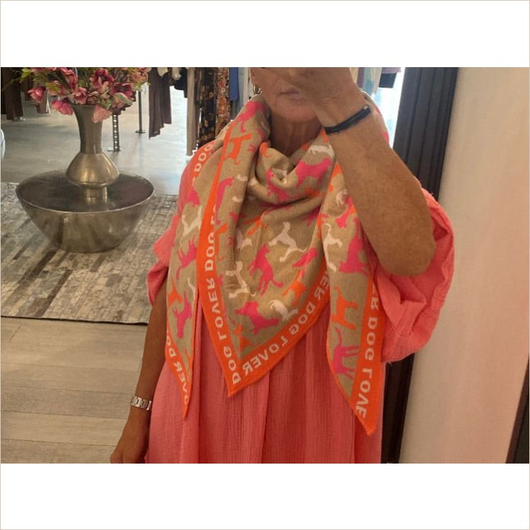 Dreieckstuch Zwillingsherz ’Doglover’ orange - Dreieckstuch