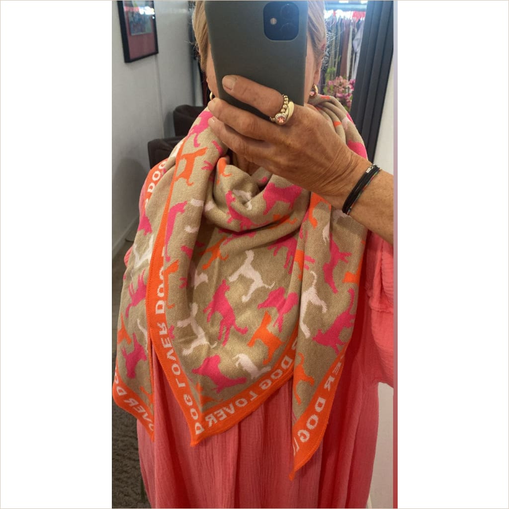 Dreieckstuch Zwillingsherz ’Doglover’ orange - Dreieckstuch