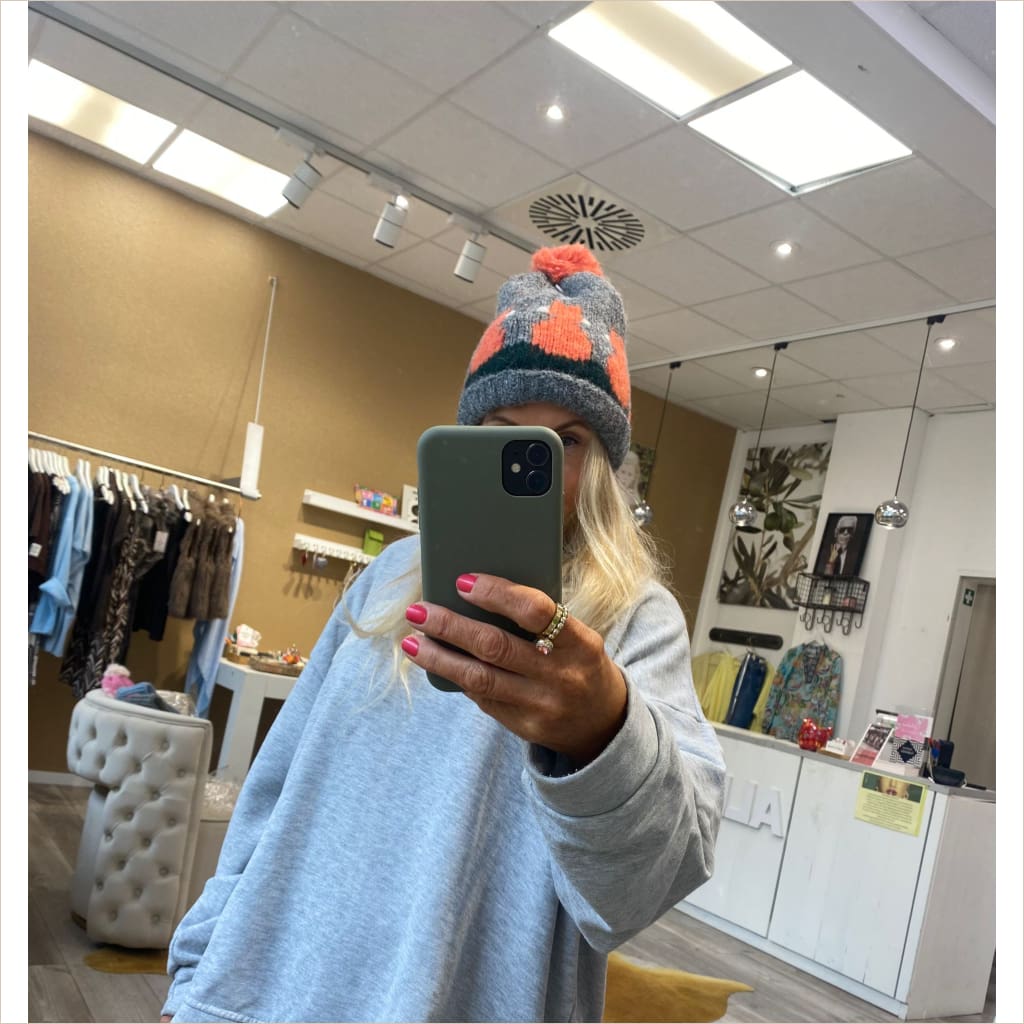 Mütze Zwillingsherz Kätzchen Bommel orange - Mütze