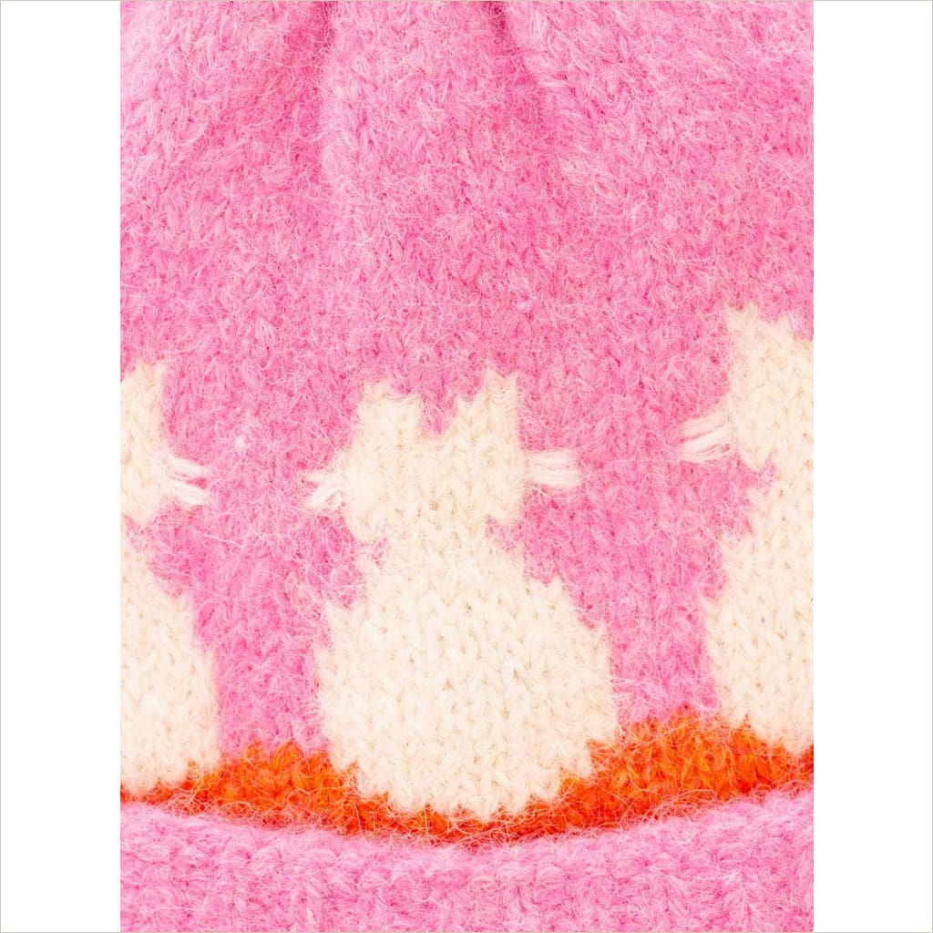Mütze Zwillingsherz Kätzchen Bommel pink - Mütze