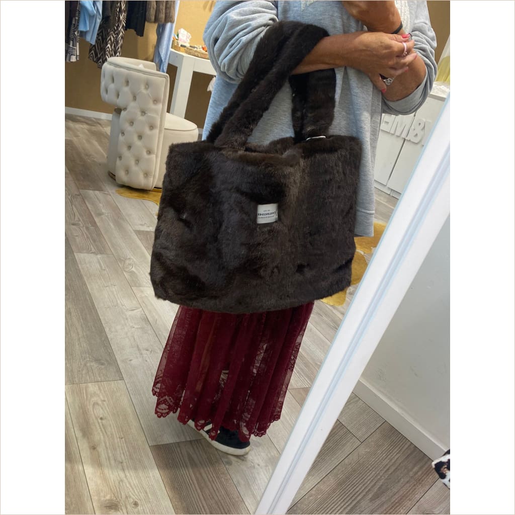 XXL Zwillingsherz Fake Fur Shopper ’ZH’ schwarz - Tasche