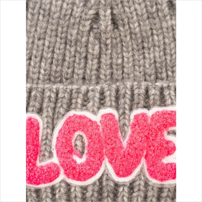 Mütze Zwillingsherz Großstrick ’LOVE’ grau - Mütze